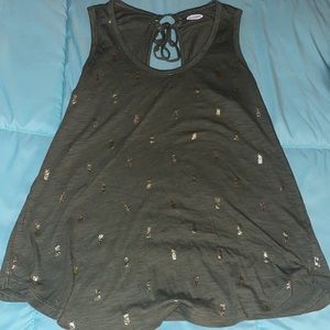Old Navy Olive Green with gold pineapples Tank